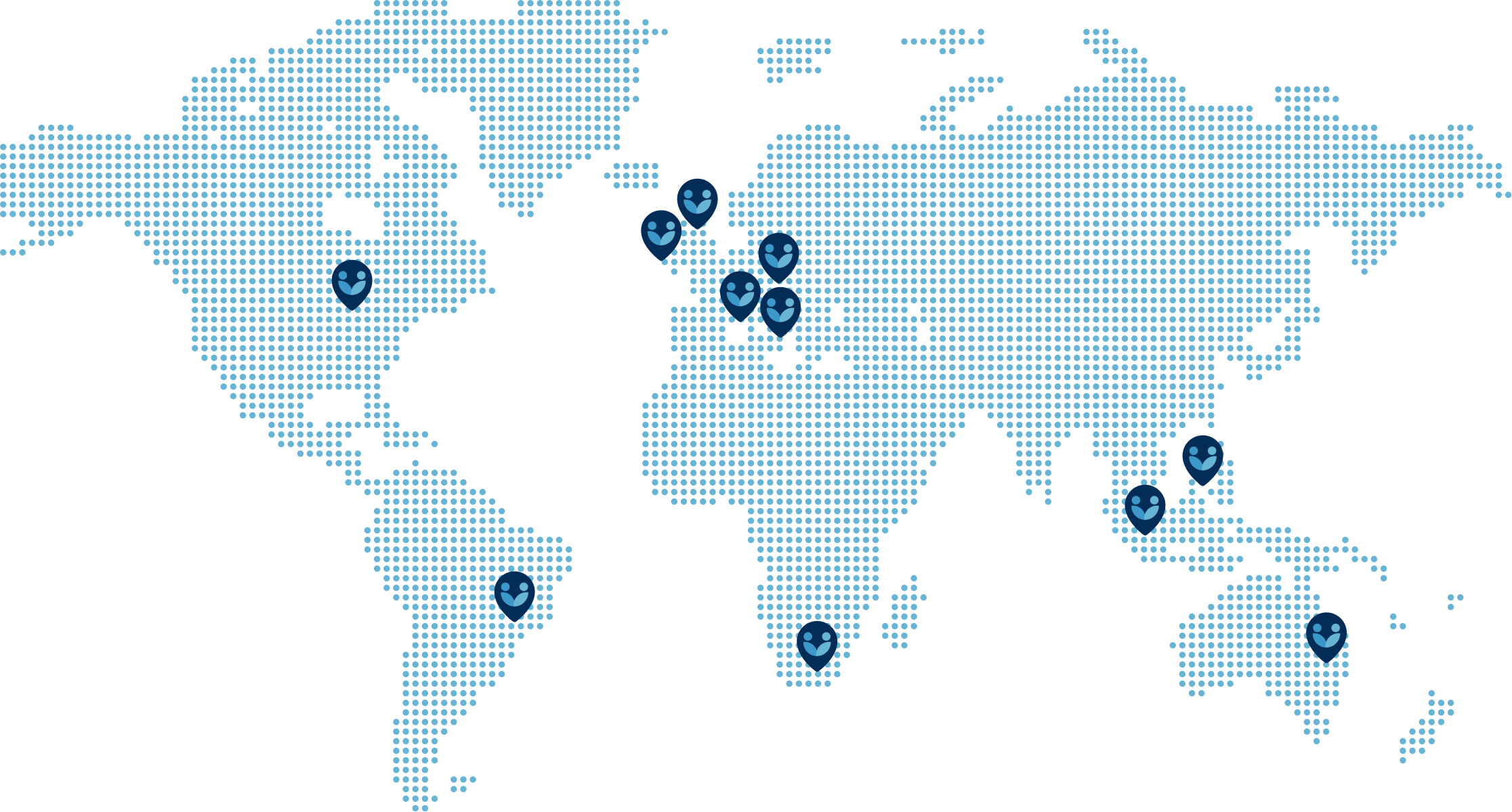 Map of the world showing Workforce locations